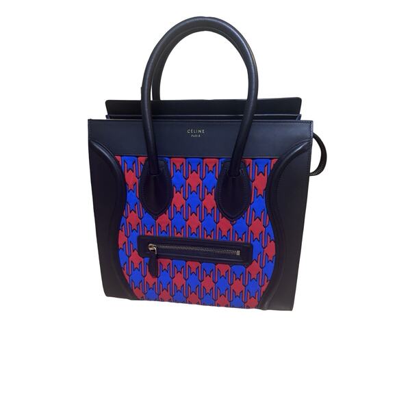 Celine Luggage Mini Tote - Limited Edition Hard To Find Black, Red And Blue - Picture 8 of 14